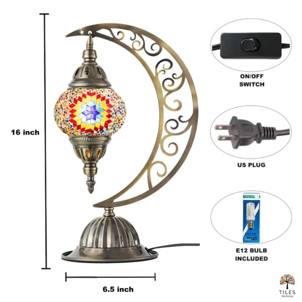 Moon Lamp Turkish Mosaic Lamp Kit – Handcrafted Decorative LED Lamp | Meer Decor World