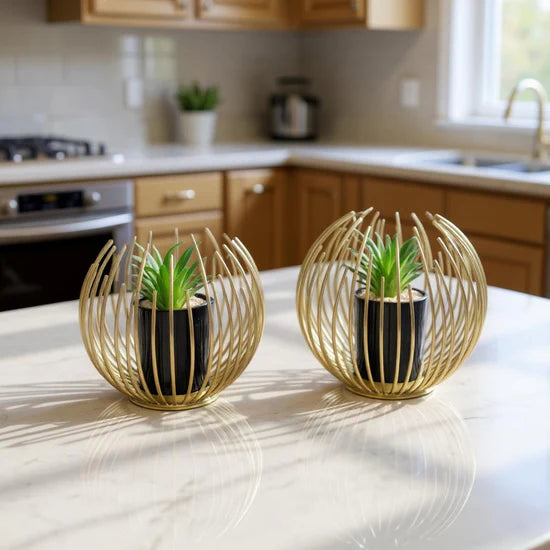 Spike Metallic Planters in Pot Set – Modern Decorative Plant Pots | Meer Decor World