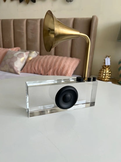 Gramophone Crystal – Elegant Decorative Crystal Music Figurine | Meer Decor World