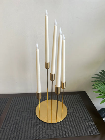 5 Candle Holder Center Piece – Elegant Metal Candle Stand for Tables | Meer Decor World