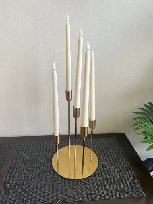 5 Candle Holder Center Piece – Elegant Metal Candle Stand for Tables | Meer Decor World