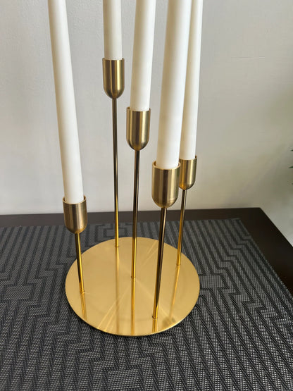 5 Candle Holder Center Piece – Elegant Metal Candle Stand for Tables | Meer Decor World