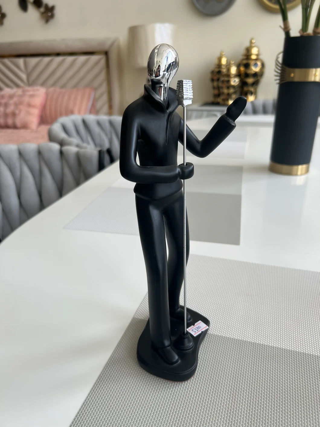 Singer with Mike Sculpture – Artistic Musician Metal Figurine | Meer Decor World