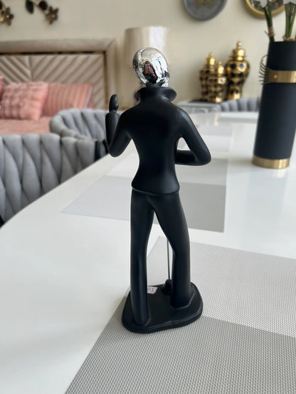 Singer with Mike Sculpture – Artistic Musician Metal Figurine | Meer Decor World