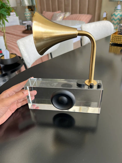 Gramophone Crystal – Elegant Decorative Crystal Music Figurine | Meer Decor World