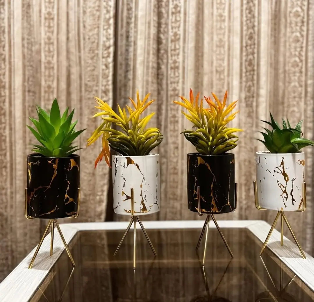 Ceramic Terracotta Planter with Metal Stand | Meer Decor World