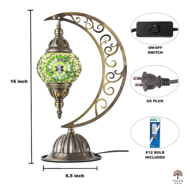 Moon Lamp Turkish Mosaic Lamp Kit – Handcrafted Decorative LED Lamp | Meer Decor World