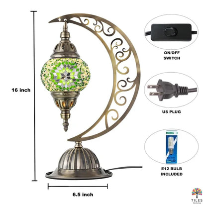 Moon Lamp Turkish Mosaic Lamp Kit – Handcrafted Decorative LED Lamp | Meer Decor World