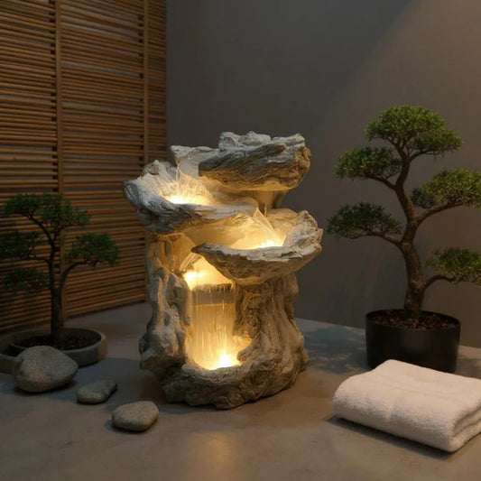 Cascading Small Fountain – Mini Indoor Waterfall Fountain for Home Decor | Meer Decor World