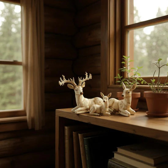Deer Family Set – Elegant Metal Deer Figurines for Home & Office | Meer Decor World