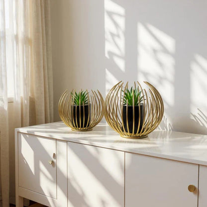 Spike Metallic Planters in Pot Set – Modern Decorative Plant Pots | Meer Decor World