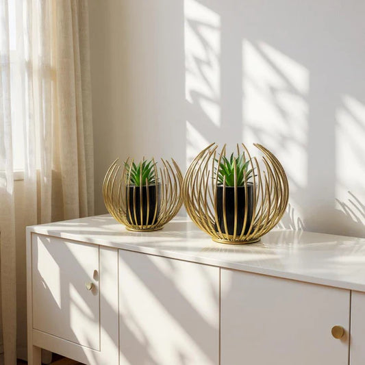 Spike Metallic Planters in Pot Set – Modern Decorative Plant Pots | Meer Decor World