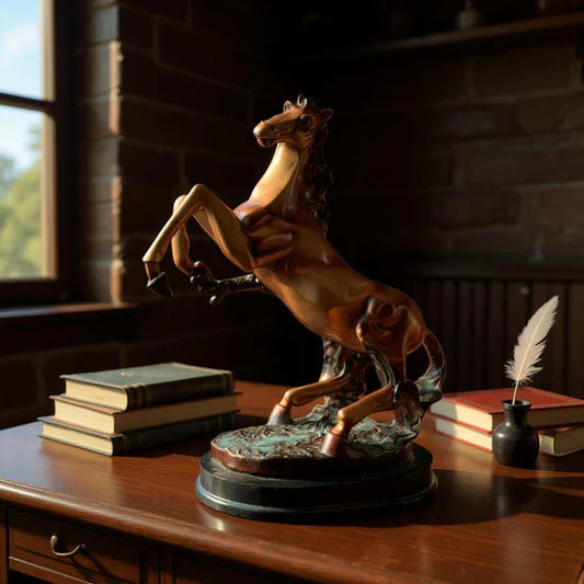 Elegant Bronze Horse Sculpture – Luxury Metal Horse Figurine | Meer Decor World