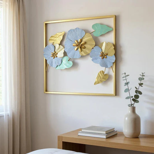 Golden Bloom Metallic Wall Art – Luxury Metal Flower Wall Decor for Living Room | Meer Decor World